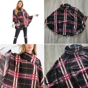 Super Soft✨️Cowl Neck Plaid Poncho✨️